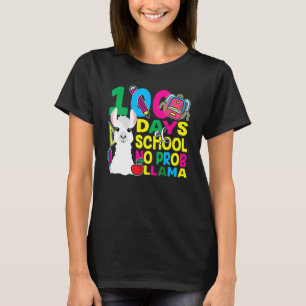 Camiseta 100 Dias De Escola Sem Prob lema Llama Professor E
