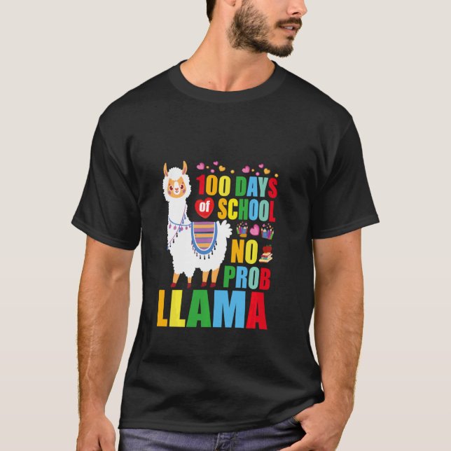 Camiseta 100 Dias De Escola Sem Prob Llama 100º Dia Da Esco (Frente)
