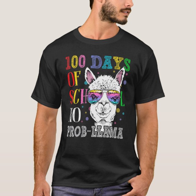 Camiseta 100 Dias De Escola Sem Prob-llama 100º Dia De Esco (Frente)