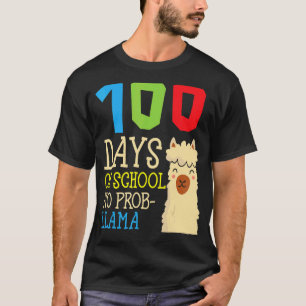 Camiseta 100 Dias De Escola Sem Prob-llama Alpaca Fofa Estu