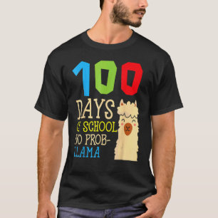 Camiseta 100 Dias De Escola Sem Prob Llama Alpaca Fofo Estu