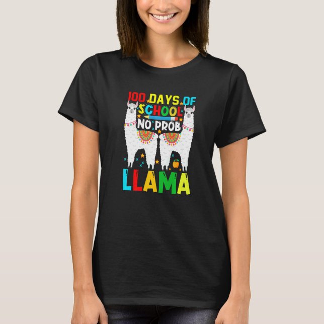 Camiseta 100 Dias De Escola Sem Prob-llama Llama Professor  (Frente)