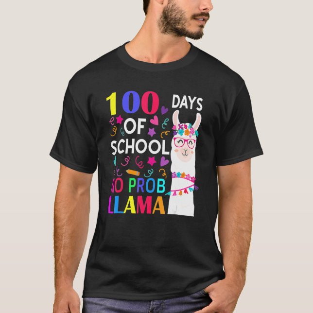 Camiseta 100 Dias De Escola Sem Prob Llama Llama Professor  (Frente)