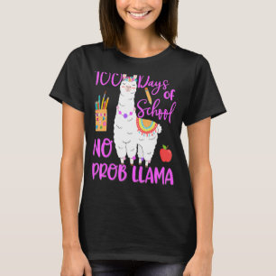 Camiseta 100 Dias De Escola Sem Prob-llama Llama Professor