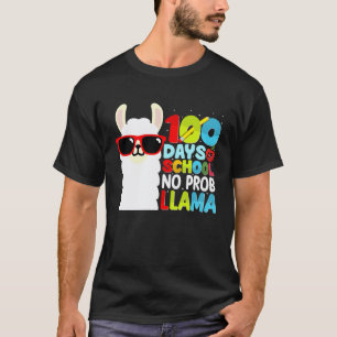 Camiseta 100 Dias De Escola Sem Problema Amante De Lhama Al