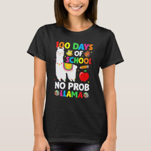 Camiseta 100 Dias De Escola Sem Problema Amante De Lhama Pr