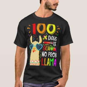 Camiseta 100 Dias De Escola Sem Problema Amante De Lhama Pr