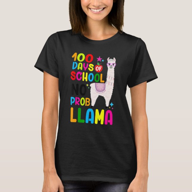 Camiseta 100 Dias De Escola Sem Problema De Llama Professor (Frente)