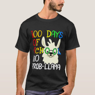 Camiseta 100 Dias de escola sem problema lhama 100º dia de 
