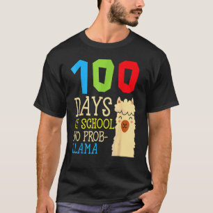 Camiseta 100 Dias De Escola Sem Problema Lhama,Alpaca Cute