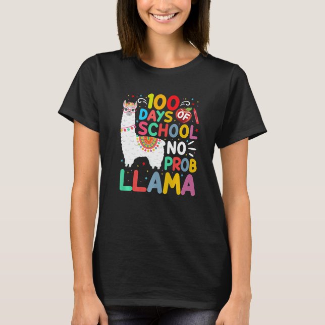 Camiseta 100 dias de escola sem problema Llama 100 dias de (Frente)