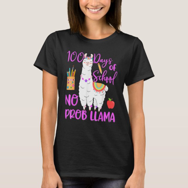 Camiseta 100 Dias De Escola Sem Problema Llama Llama Profes (Frente)