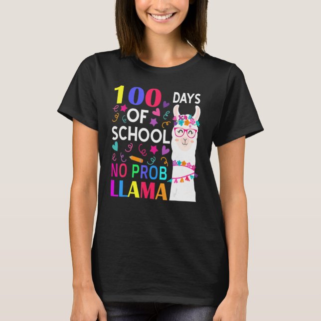 Camiseta 100 Dias De Escola Sem Problema Llama Llama Profes (Frente)