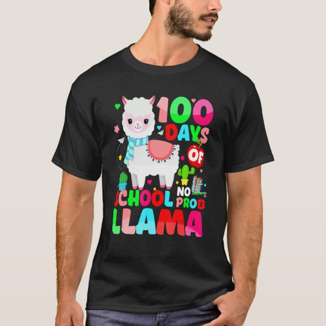 Camiseta 100 Dias De Escola Sem Problema Llama Llama Profes (Frente)