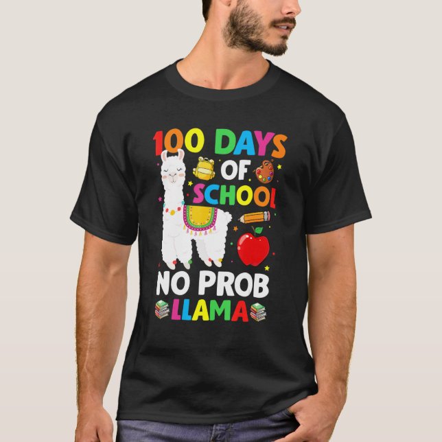 Camiseta 100 Dias De Escola Sem Problema Llama Professor 10 (Frente)
