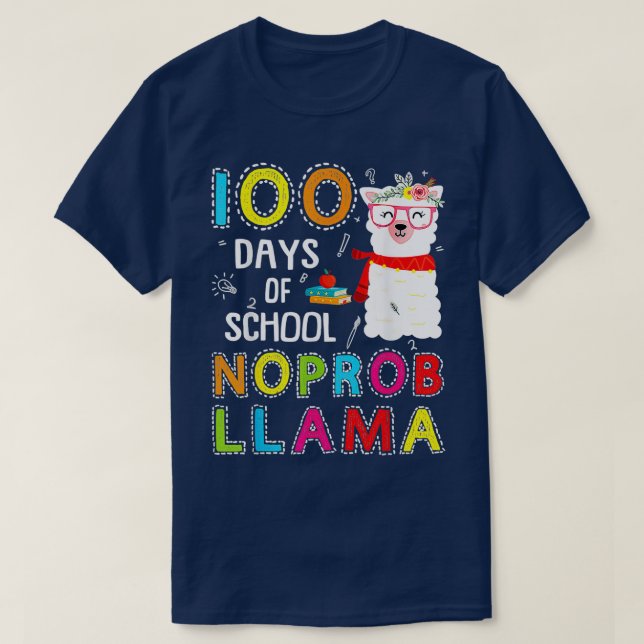 Camiseta 100 dias de escola sem problemas para Vestir óculo (Frente do Design)