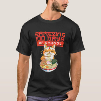 Camiseta 100 Dias De Escola - Shiba Inu Dog Ramen