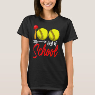 Camiseta 100 Dias De Escola Softbol Professora Crianças 100