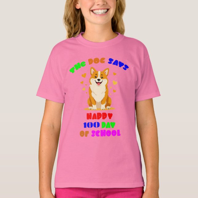 Camiseta 100 dias de escola: uma celebração pawsome com a n (Frente)
