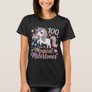 Camiseta 100 Dias de Escola Unicórnio Cute Pastel Arco-íris
