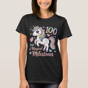Camiseta 100 Dias de Escola Unicórnio Cute Pastel Desenho d