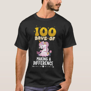 Camiseta 100 Dias De Escola Unicórnio Fazendo Uma Diferença