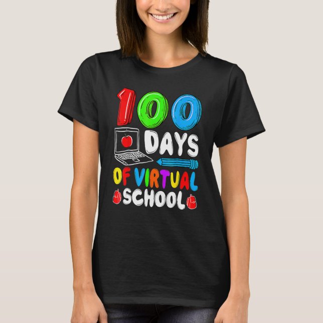 Camiseta 100 Dias De Escola Virtual 100.º Dia De Chá Escola (Frente)