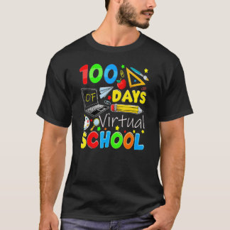 Camiseta 100 Dias De Escola Virtual Engraçado 100º Dia De E
