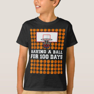 Camiseta 100 Dias De Escolas Basquete Bolas Do 100º Dia Pre