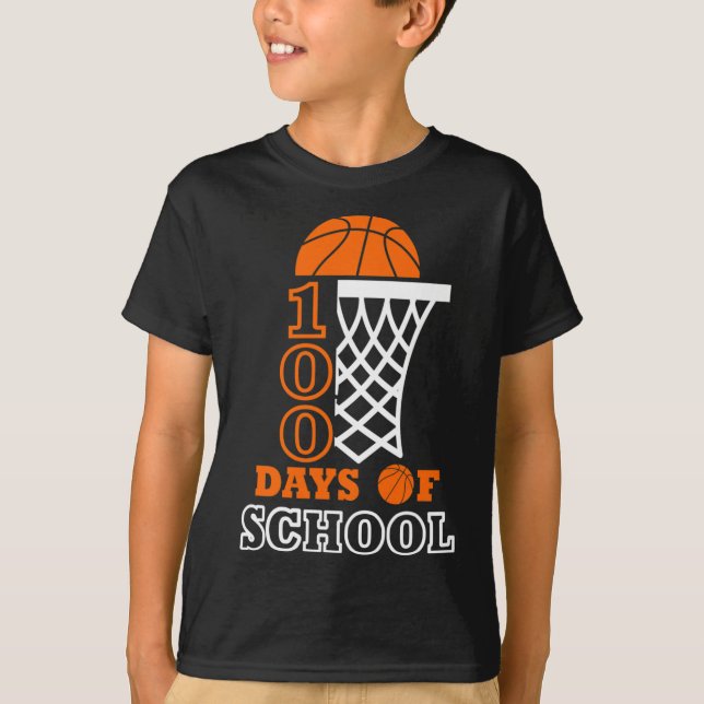 Camiseta 100 dias de Escolas Crianças de Basquete 100º dia  (Frente)