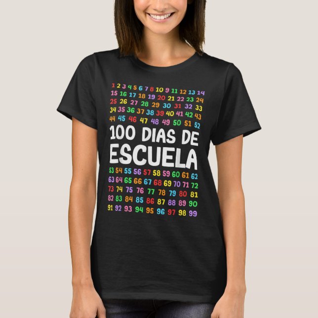 Camiseta 100 Dias De Escuela Professora Espanhola (Frente)