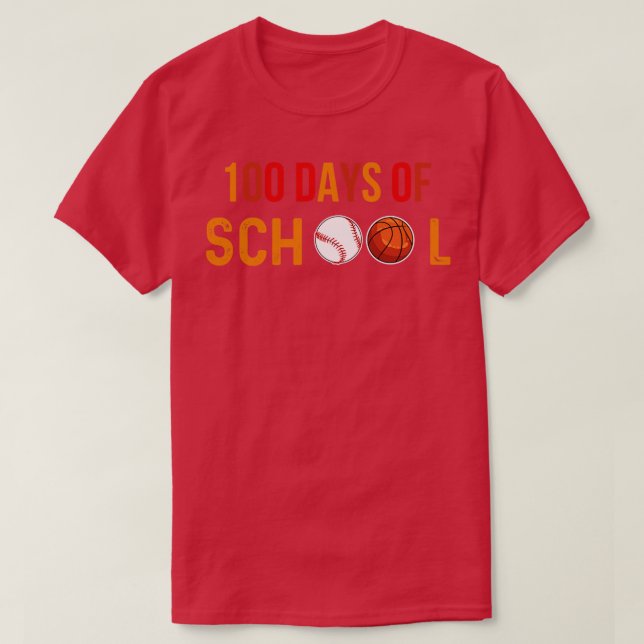 Camiseta 100 dias de estudante de basquetebol escolar (Frente do Design)
