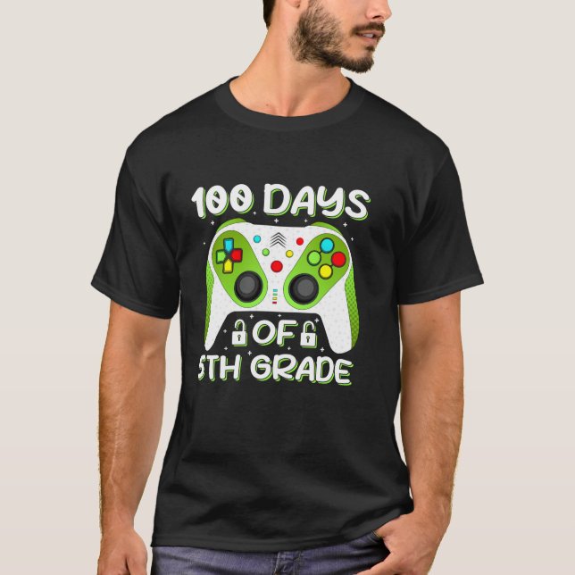 Camiseta 100 Dias De Estudante De Jogo De 5 Da Escola T (Frente)
