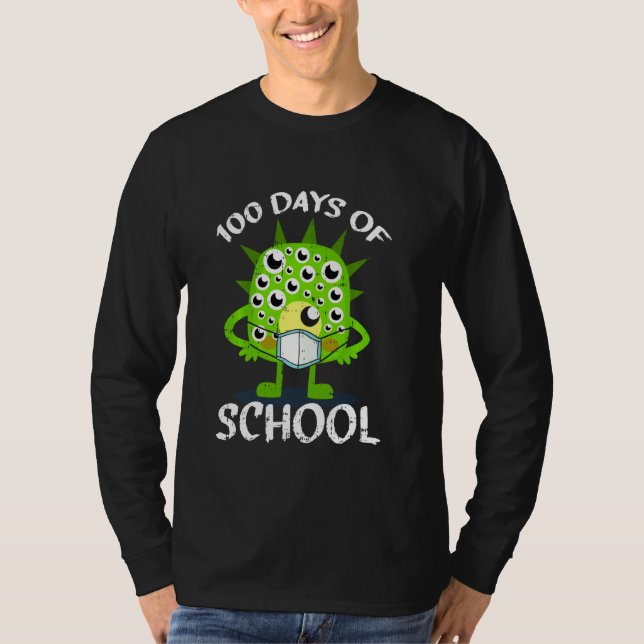 Camiseta 100 Dias De Estudante De Máscara De Monstro Quara (Frente)