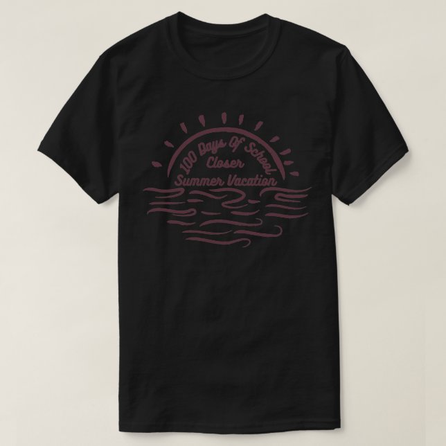 Camiseta 100 Dias De Férias De Verão Mais Próximas Da Escol (Frente do Design)