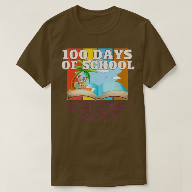 Camiseta 100 Dias De Férias De Verão Mais Próximas Da Escol (Frente do Design)