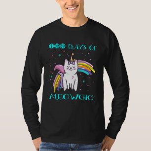 Camiseta 100 dias de Gato de Unicórnio Escolar para Profess
