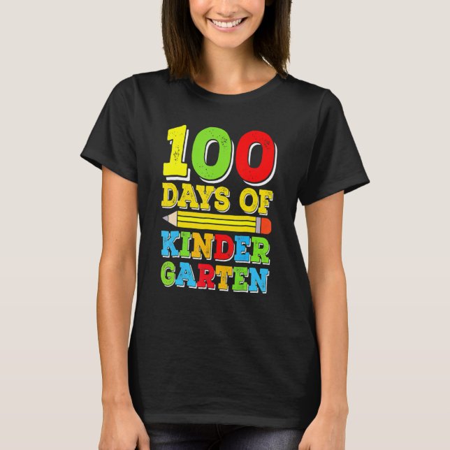 Camiseta 100 Dias De Jardim De Infância 100º Dia De Estudo  (Frente)