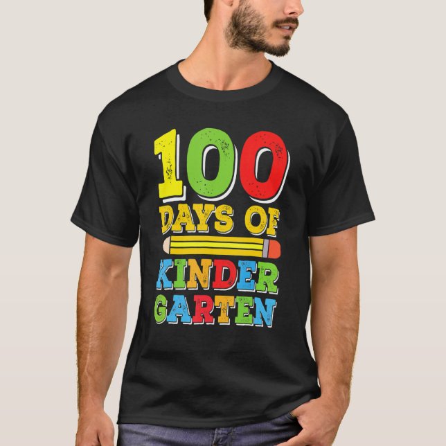 Camiseta 100 Dias De Jardim De Infância 100º Dia De Estudo  (Frente)