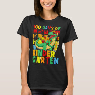 Camiseta 100 Dias De Jardim De Infância Dinossauro 100º Dia