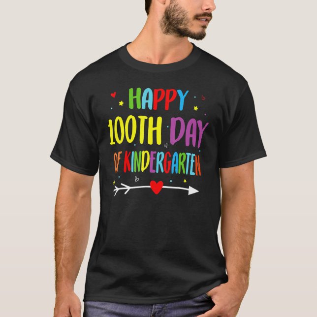Camiseta 100 Dias De Jardim De Infância - Feliz 100º Dia De (Frente)