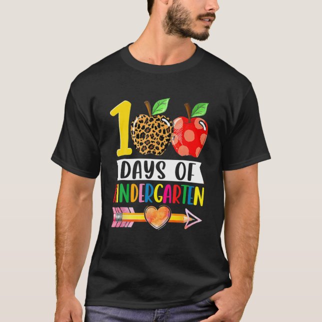 Camiseta 100 Dias De Jardim De Infância Leopardo 100º Dia O (Frente)