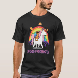 Camiseta 100 Dias De Jardim Infantil Rainbow Cat Unicorn Pa