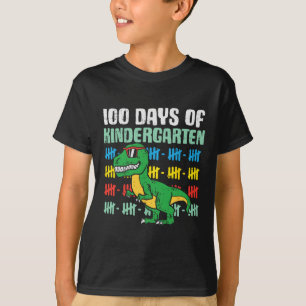Camiseta 100 Dias De Jardim Infantil Trex Dinossaur 100 Dia