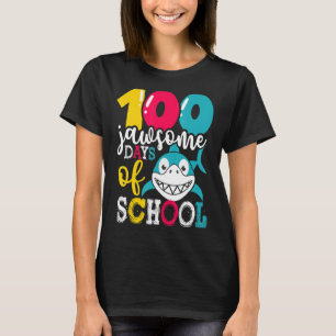 Camiseta 100 Dias De Jawsome De Estudante De Tubarão Na Esc