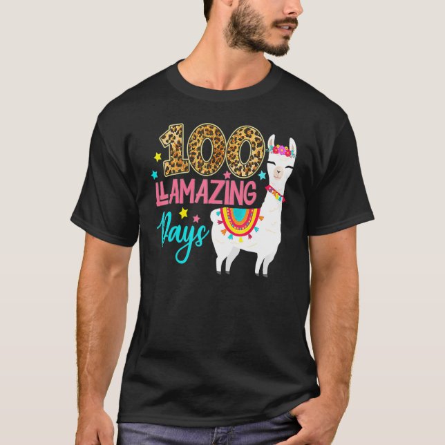 Camiseta 100 Dias De Luz Lama 100º Dia De Ensino (Frente)