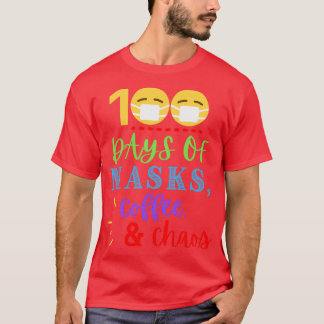 Camiseta 100 dias de Máscaras Café Caramelo Engraçado 100 d