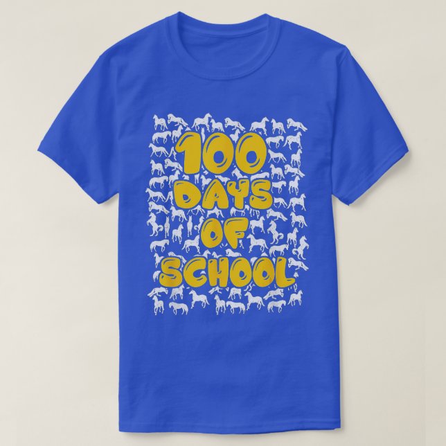 Camiseta 100 dias de mascote de cavalo escolar (Frente do Design)