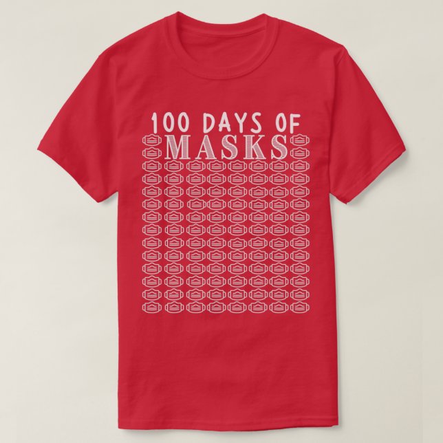 Camiseta 100 dias de Mask Engraçado Professor 100 dias (Frente do Design)