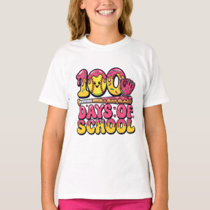 Camiseta 100 Dias de Meninas de Donut de Beisebol de Softbo
